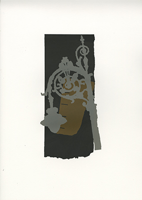 Screenprint with Dublin lamppost. Obedientia Civium Urbis Felicitas is the Dublin City motto