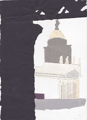 Colaage drawing made looking at The Custom House and Loopline Bridge, Dublin