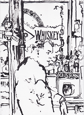 Ink drawing made in Toners pub, Baggot Street, Dublin