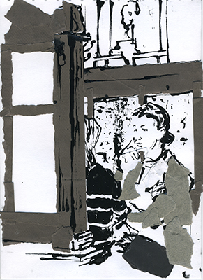 Drawing made in Doheny & Nesbitt's pub, Dublin