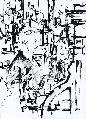 Drawing made in O'Donoghue's pub, Dublin