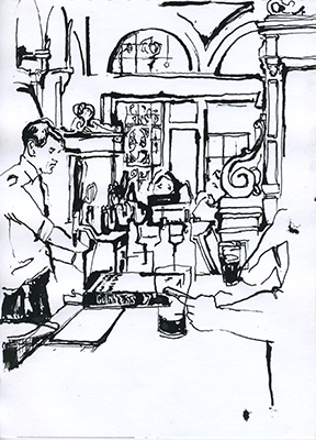 Darwing made in Stag's Head pub, Dublin